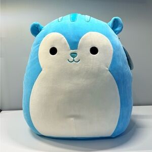 16” Santiago Squishmallow Blue and White Plush squirrel Toy